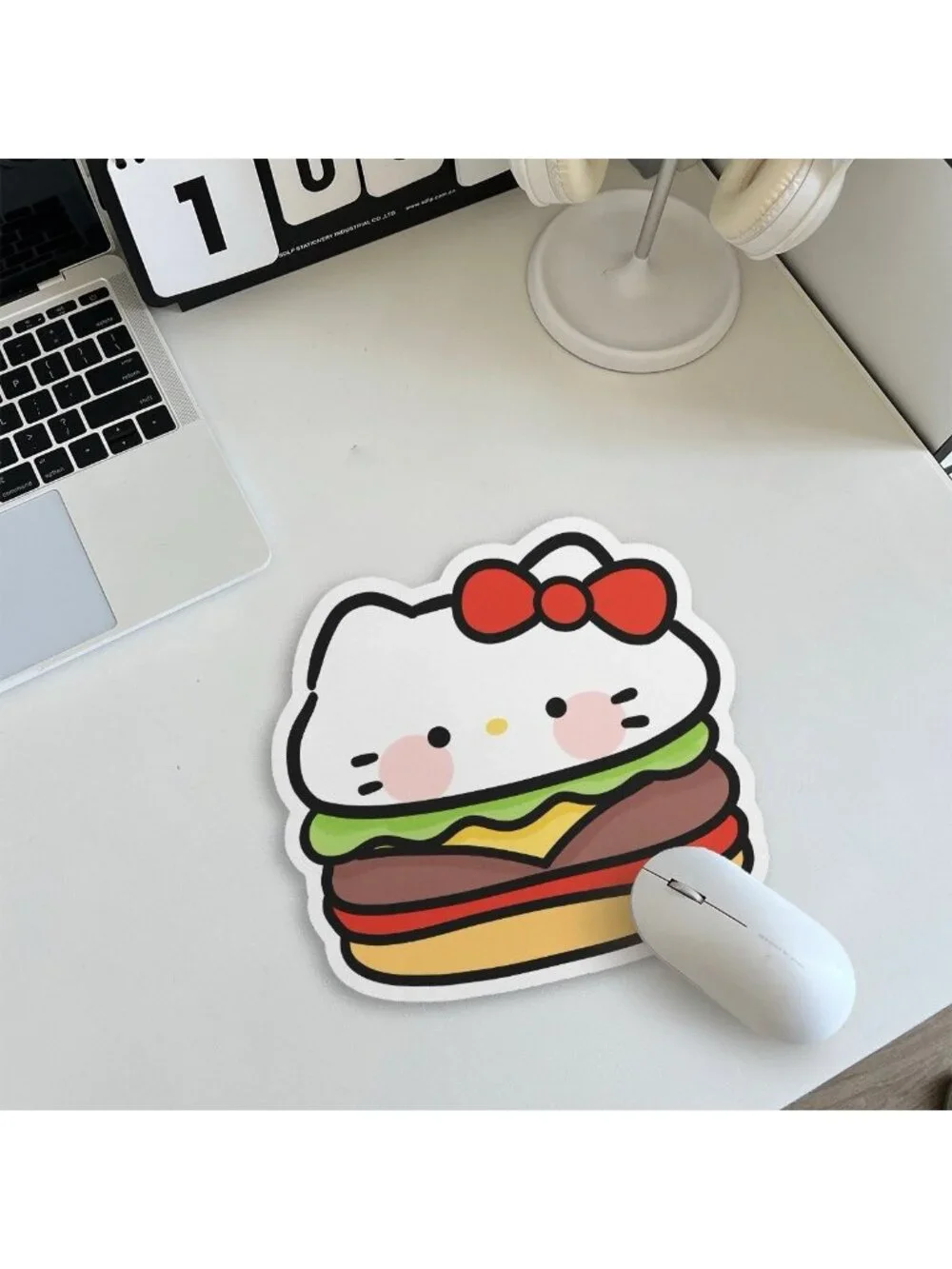 Hello Kitty Burger Non-Slip Mouse Pad Cute Kawaii Desk Mat Hamburger Kitty